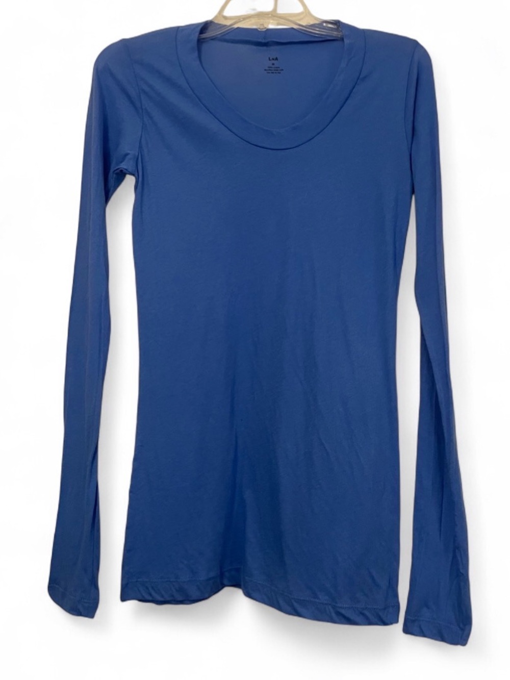 NWT LnA Long Sleeve Scoop Neck Blue Top Womens Size Medium